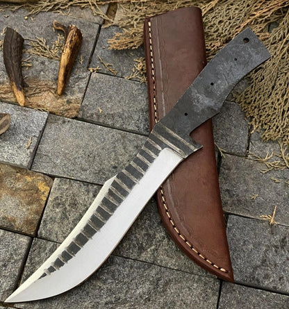 12 Inch Handmade D2 Steel Hunting Blank Blade Knife with High Polish Finish and Sheath