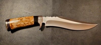 12 Inch Handmade D2 Steel Hunting Bowie Knife with Polished Camel Bone Handle