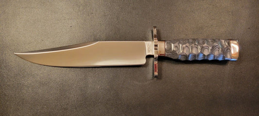 12 Inch Rare Custom D2 Tool Steel Bowie Knife with Exotic Wood Handle & Leather Sheath