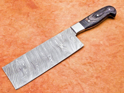 12" Professional Chef Chopper Cleaver Knife – Handmade Damascus Steel with Hardwood Handle
