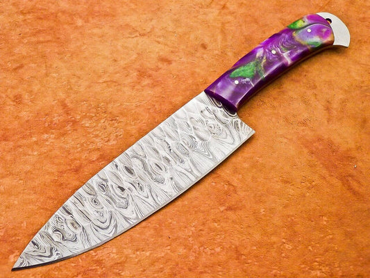 12" Professional Chef Knife Damascus Blade Kitchen Knife with Resin Handle