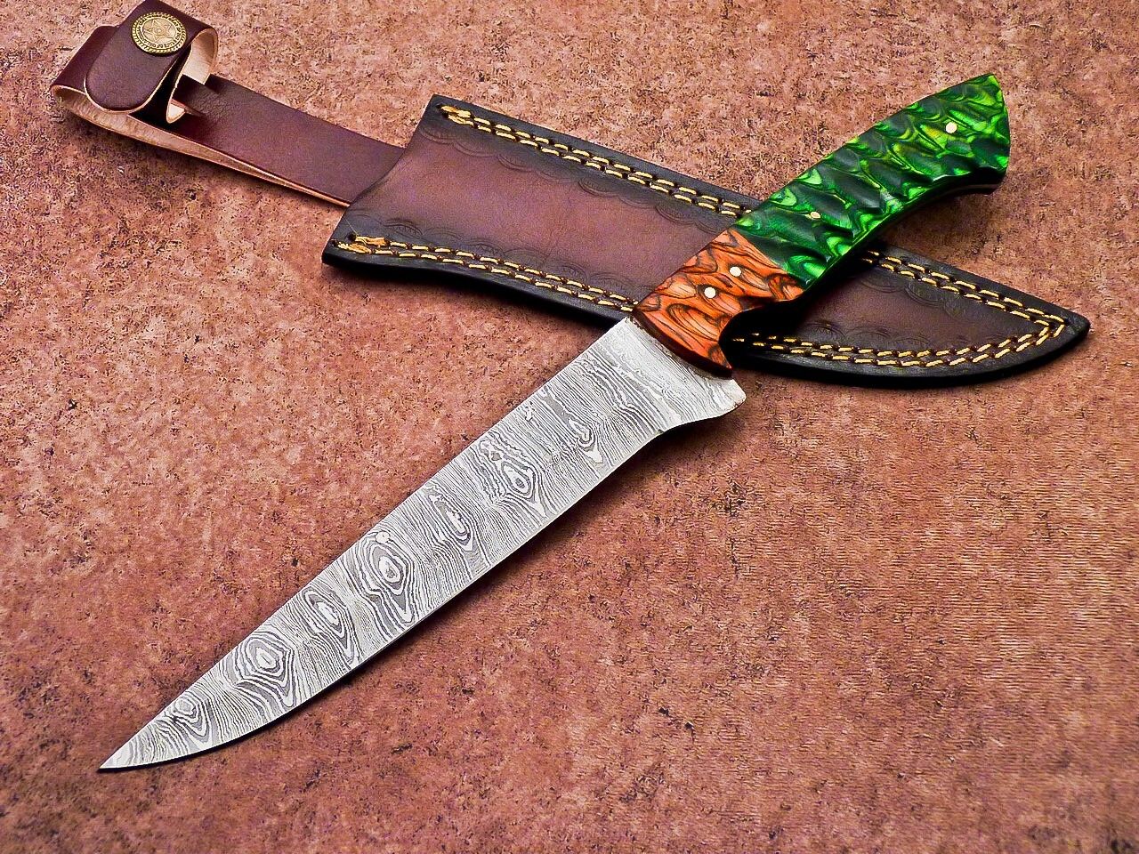 12" Professional Chef Knife | Handmade Damascus Blade Kitchen Knife | Wood Handle