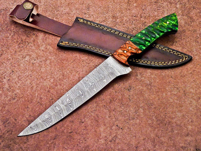 12" Professional Chef Knife | Handmade Damascus Blade Kitchen Knife | Wood Handle