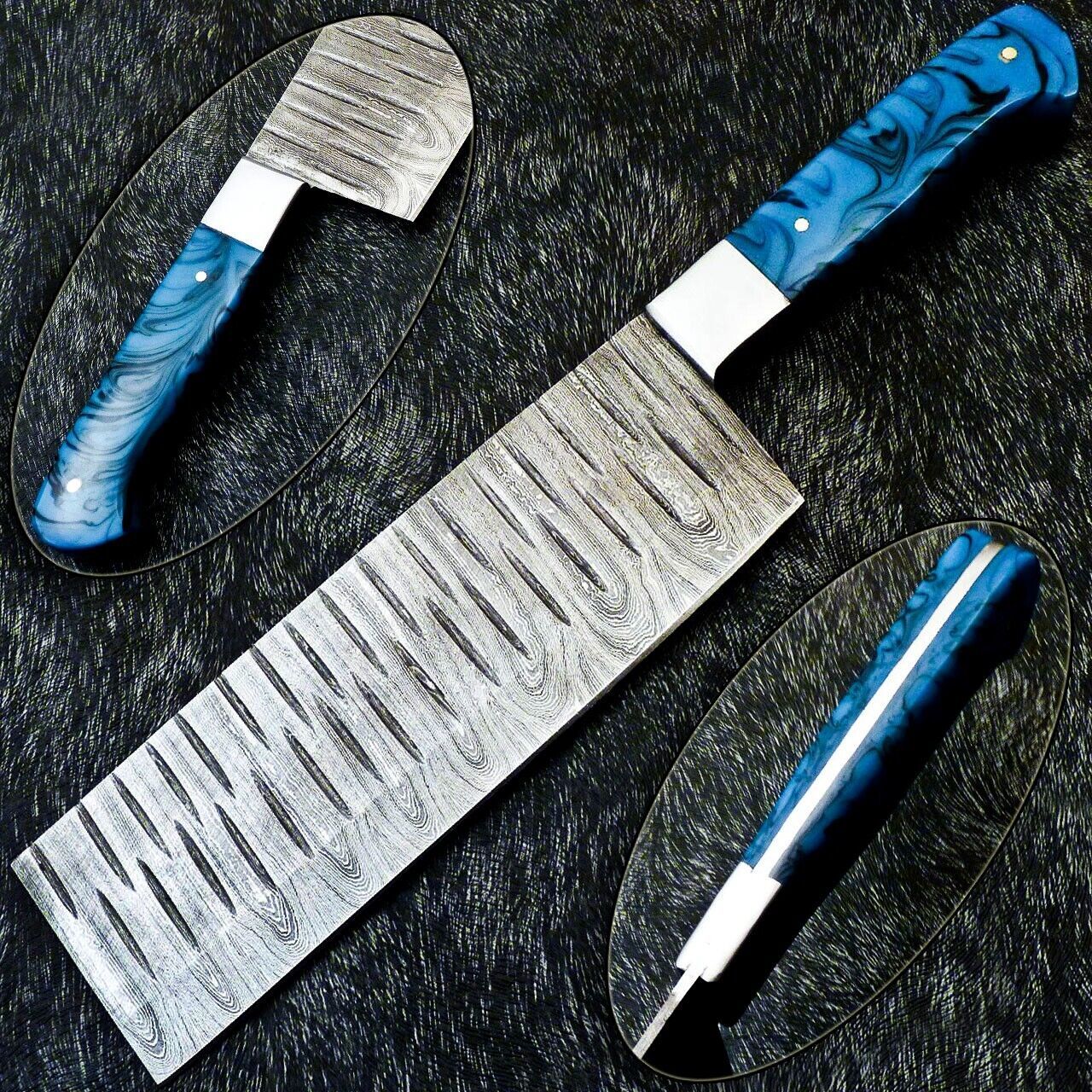  12" Professional Damascus Steel Chef Chopper Knife – Handmade Resin Handle