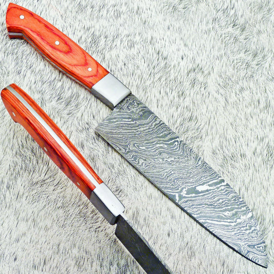12" Professional Handmade Damascus Kitchen Chef Knife – Hard Wood Handle