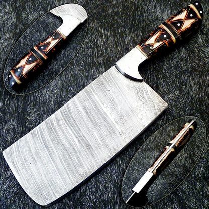 12" Professional Handmade Damascus Steel Chef Chopper Knife with Camel Bone Handle