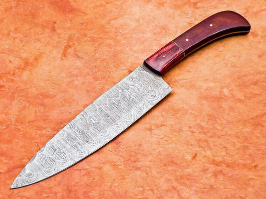 12" Professional Handmade Damascus Steel Chef Kitchen Knife with Hard Wood Handle

