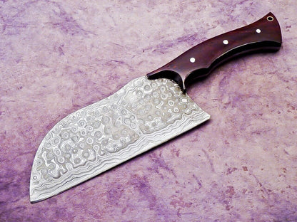 12" Professional Handmade Damascus Steel Chopper Cleaver Knife with Hard Wood Handle