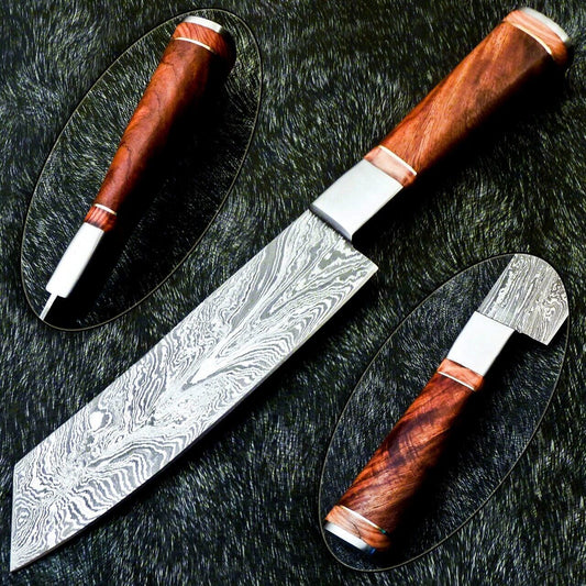 12" Professional Handmade Damascus Steel Kitchen Chef Knife – Hard Wood Handle