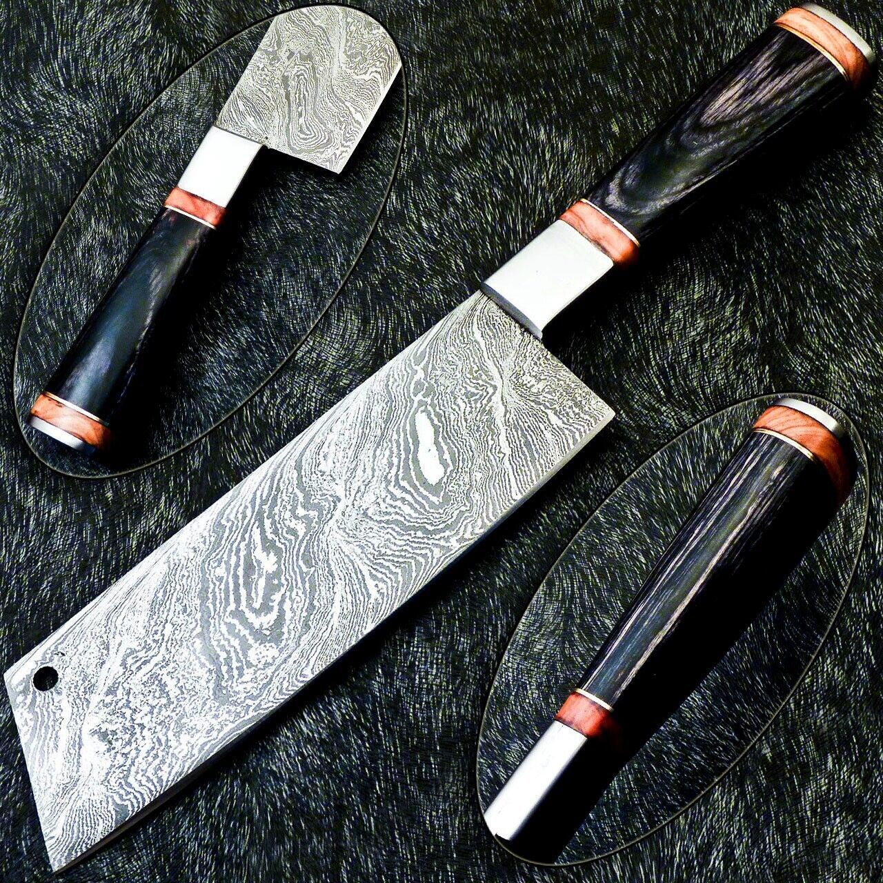 12" Professional Kitchen Chef Chopper Knife – Handmade Damascus Steel Blade with Camel Bone Handle, 7" Blade, 512 Layers