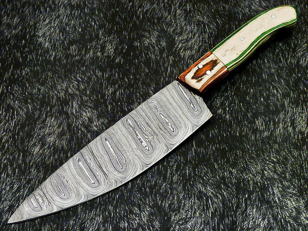 12" Professional Kitchen Chef Knife  Handmade Damascus Steel with Hard Wood Handle