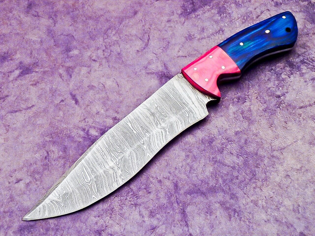 13.0"  Handmade Damascus Steel Chef Knife with Hardwood & Resin Handle