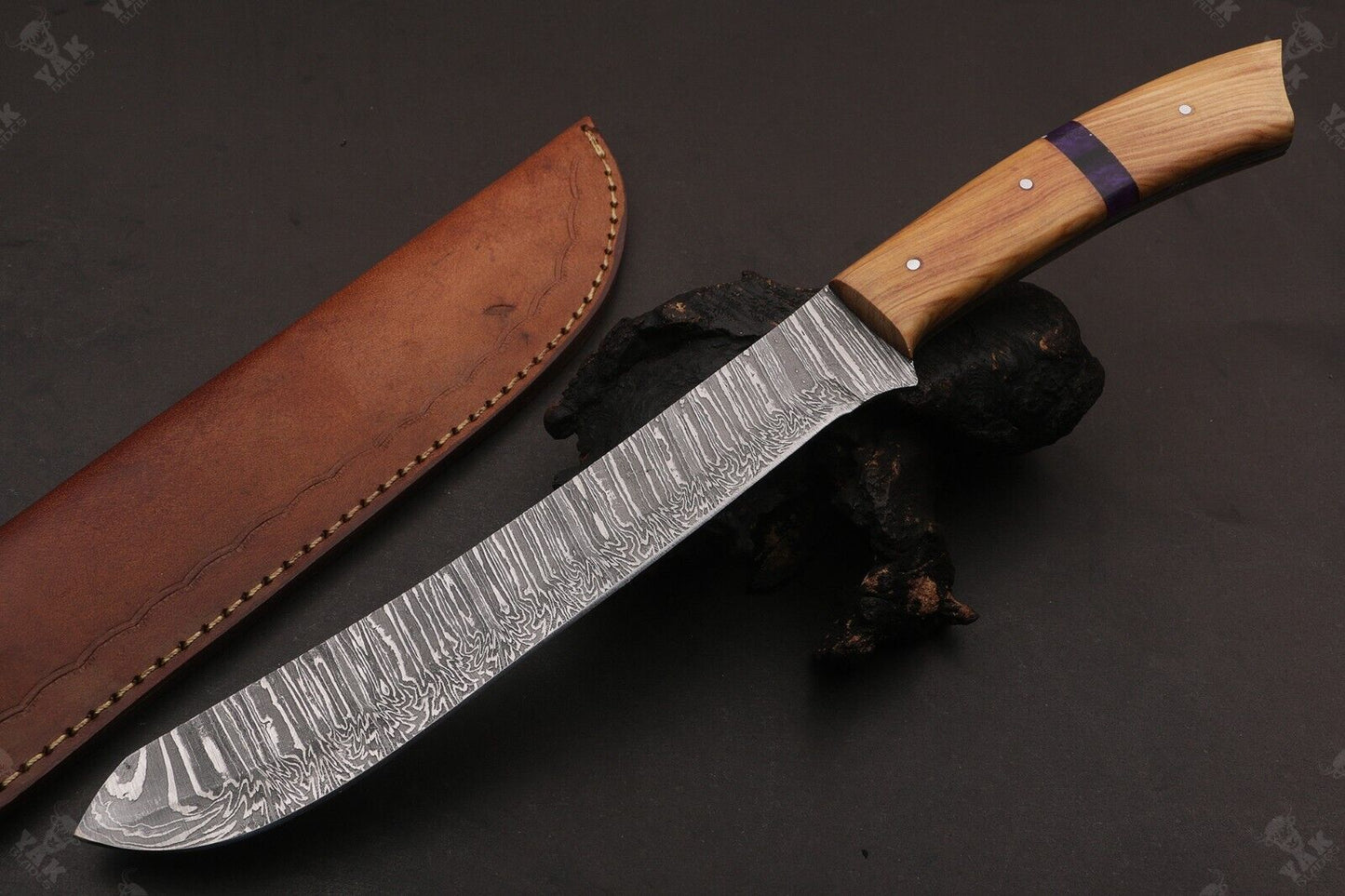 13.5" Custom Handmade Fire Damascus Steel Fillet Knife Damascus Fillet Knife For Kitchen Use