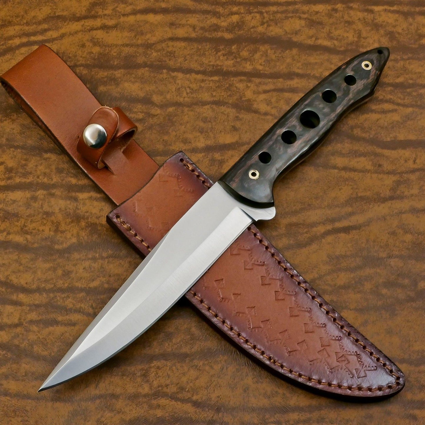 Handmade 13" D2 Steel Full Tang Bowie Knife Best Hunting Knife With Wood Handle