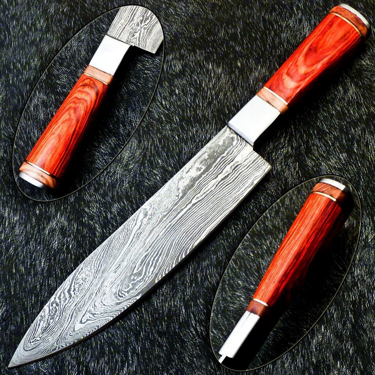 13" Custom Hand Forged Damascus Steel Chef Knife Kitchen Knife with Hardwood Handle