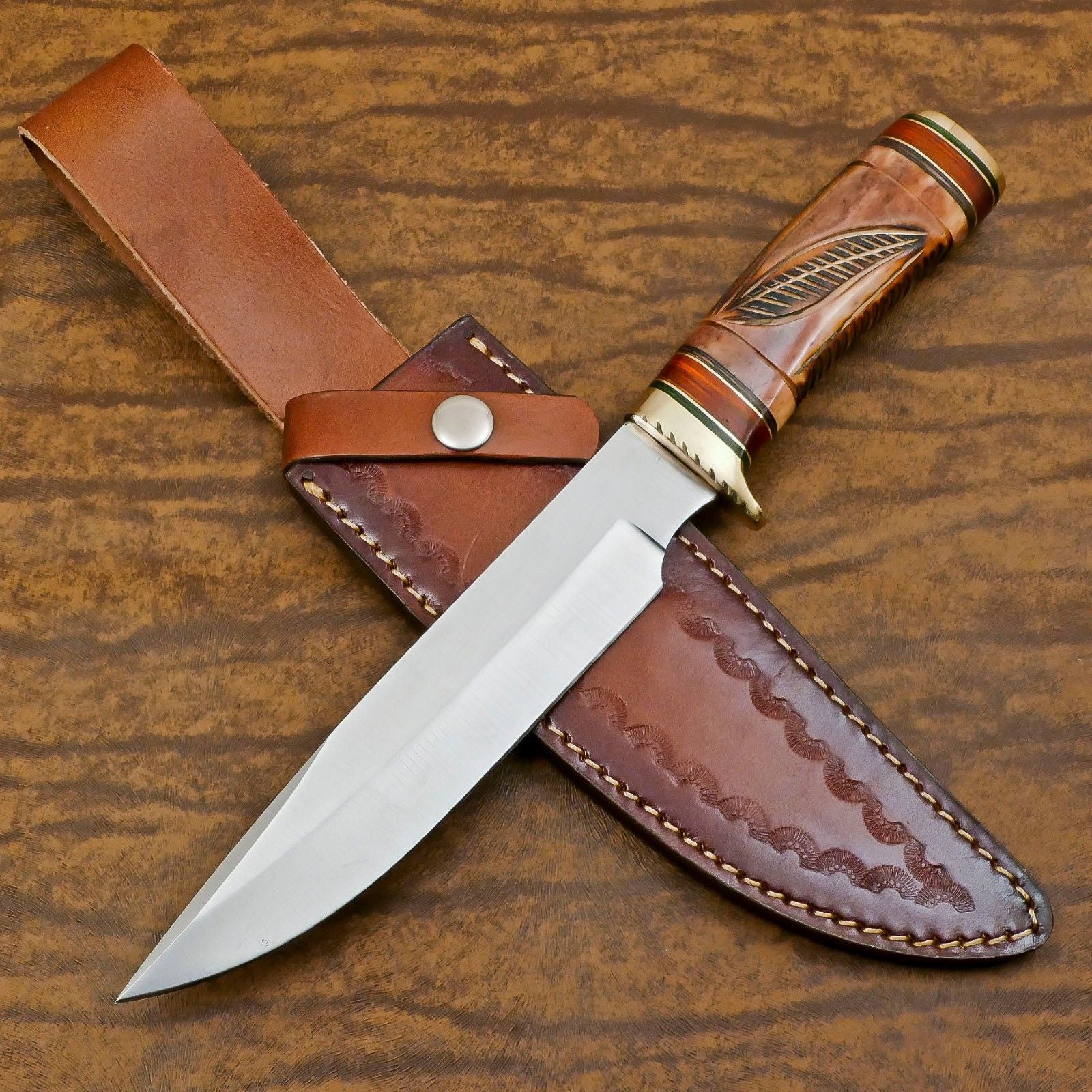 13" Custom Handmade D2 Steel Bowie Knife Full Tang Bowie Knife With Bone Handle