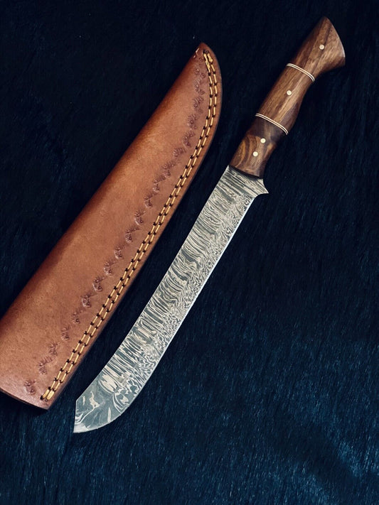 13" Custom Handmade Damascus Fillet Knife Custom Fillet Knife With Wood Handle & Sheath