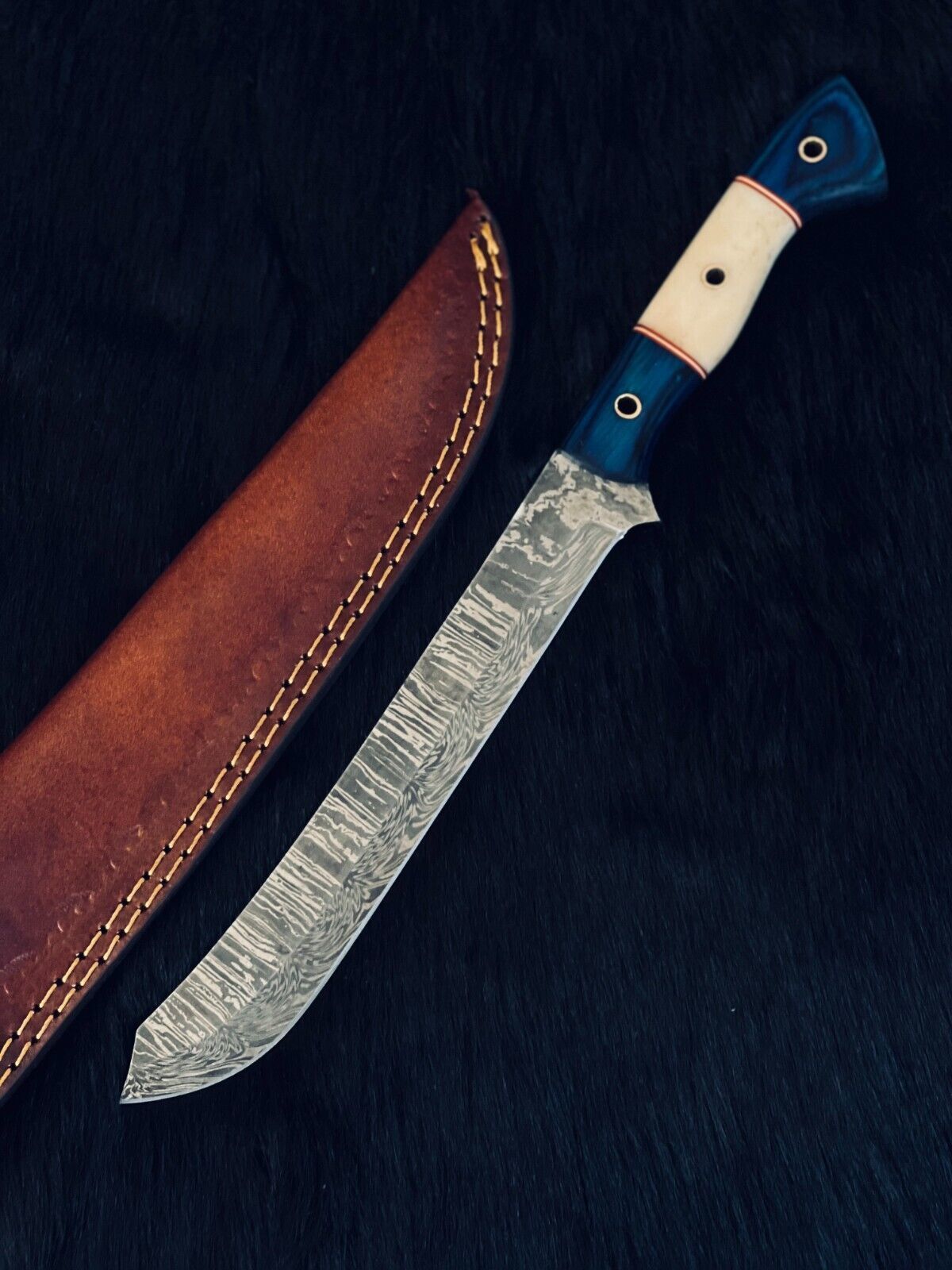 13" Custom Handmade Damascus Fillet Knife Damascus Steel Fillet Knife W/Sheath
