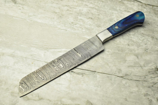 13" Custom Handmade Damascus Steel Full Tang Chef Knife – Rare Kitchen Cutlery