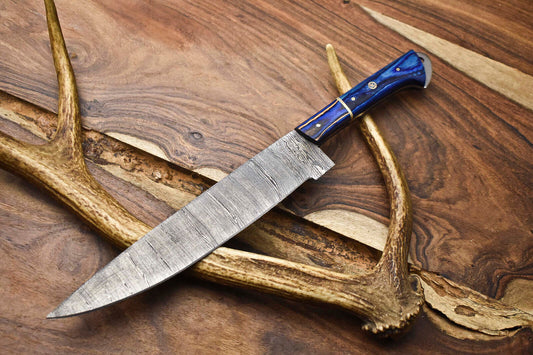 13" Custom Handmade Damascus Steel Kitchen Chef Knife | Full Tang & Razor Sharp