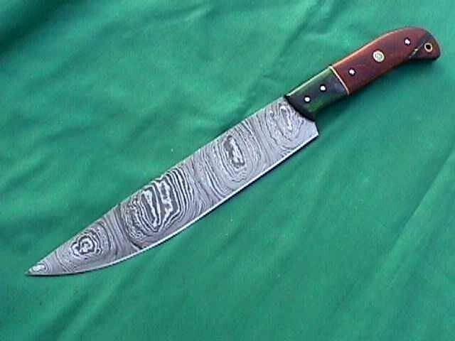 13" Damascus Chef Kitchen Carving Butcher Knife – 8" Blade with Wooden Handle