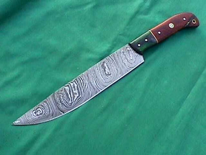 13" Damascus Chef Kitchen Carving Butcher Knife – 8" Blade with Wooden Handle