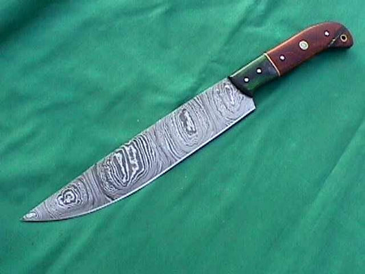 13" Damascus Chef Kitchen Carving Butcher Knife – 8" Blade with Wooden Handle