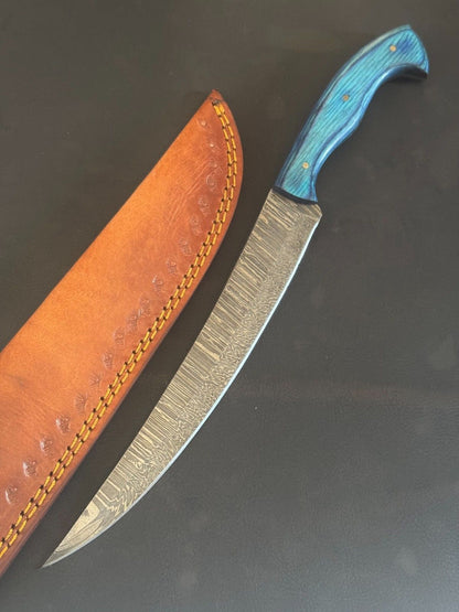13" Damascus Fillet Knife Custom Fillet Knife with Pakka Wood Handle