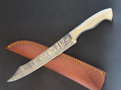13" Damascus Fillet Knife Handmade Custom Fillet Knife with Wood Handle