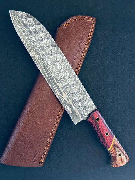 13" Fire Storm Damascus Steel Chef Knife – Handmade Kitchen Fillet Knife