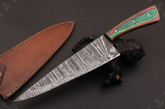 13” Fire Storm Handmade Damascus Steel Chef Knife – Resin Handle 
