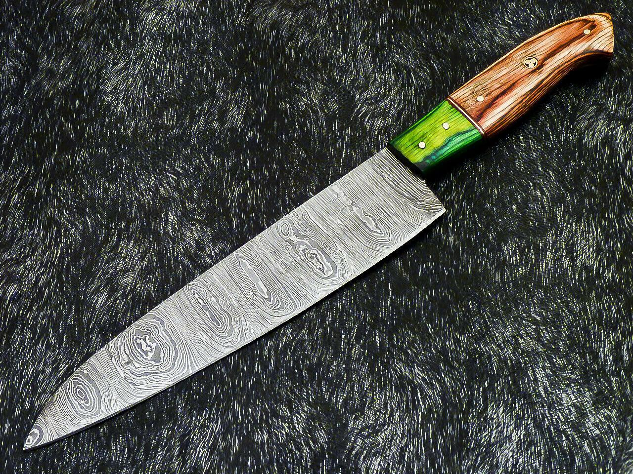 13" Hand Forged Damascus Steel Chef Knife  Professional Kitchen Knife with Pakka Wood Handle