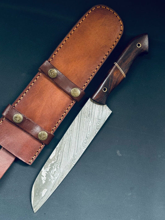 13" Hand Forged Fire Storm Damascus Steel Chef Knife with Bone & Wood Handle