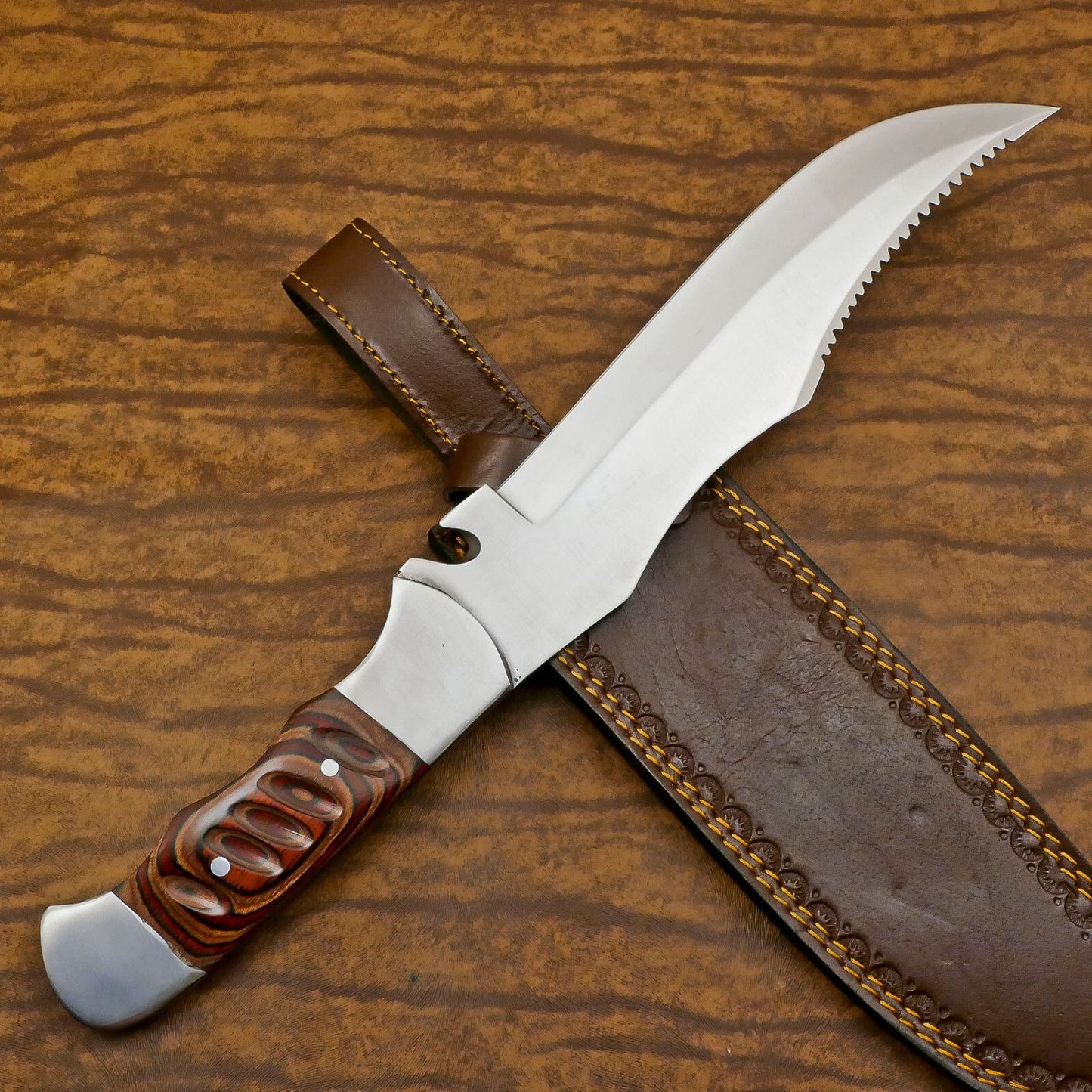13" Handmade Custom D2 Steel Bowie Knife Pakka Wood Handle Best Bowie Knife