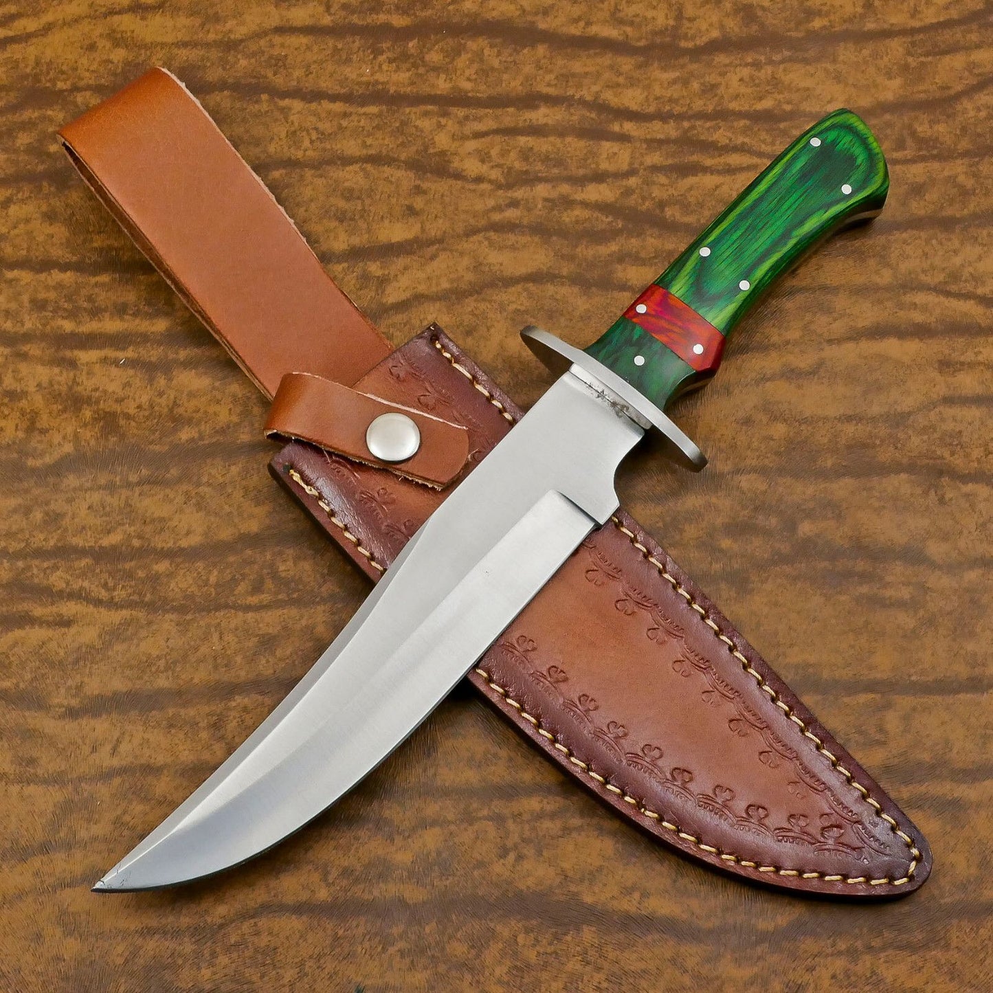 13" Handmade  D2 Steel Bowie Knife Full Tang Bowie Knife With Pakka Wood Handle
