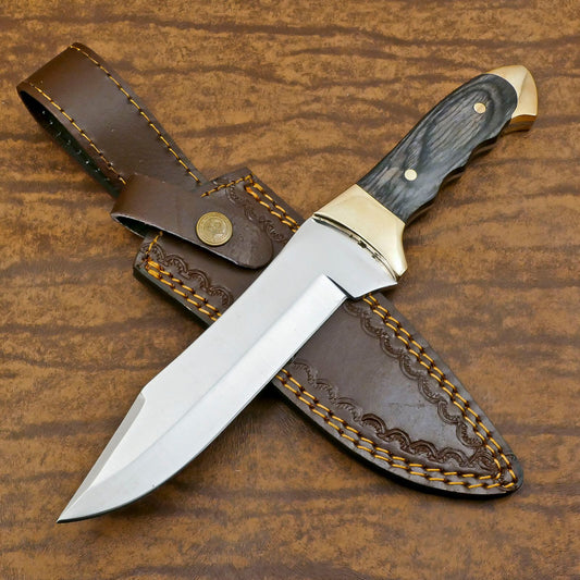 13" Handmade D2 Steel Full Tang Bowie Knife Best Hunting Knife With Wood Handle