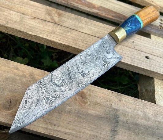 13" Handmade Damascus Chef Knife Best Damascus Steel Knife with Pakkawood Handle