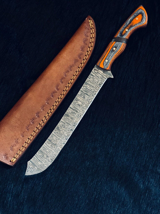 13" Handmade Damascus Fillet Knife Fire Damascus Steel Fillet Knife best Fillet Knife

