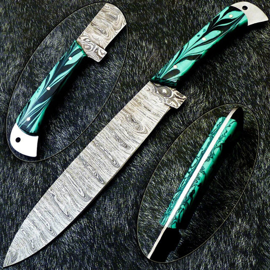 13" Handmade Damascus Steel Chef Knife – Resin Handle Professional Kitchen Knife