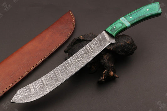 13" Handmade Damascus Steel Fillet Knife Best Fillet Knife With Leather Sheath