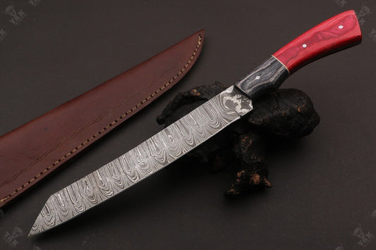 13" Handmade Damascus Steel Fillet Knife Damascus Fillet Knife for Fishing & Kitchen W/Sheath