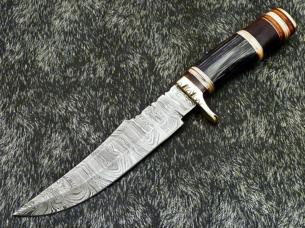 13" Handmade Damascus Steel Knife Damascus Bowie Knife with Hardwood Handle