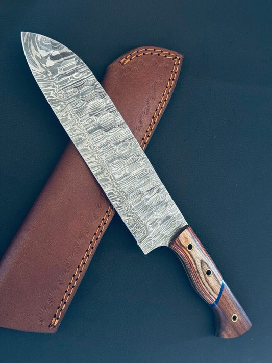 13" Handmade Fire Storm Damascus Steel Chef Knife – Kitchen Fillet Knive 