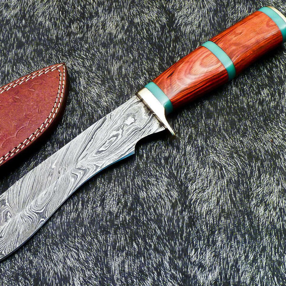 13 Inch Damascus Kukri Hunting Knife | Hard Wood Handle