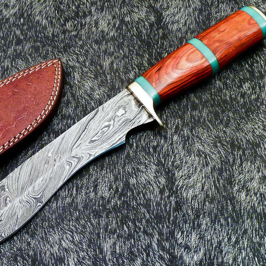 13 Inch Damascus Kukri Hunting Knife | Hard Wood Handle