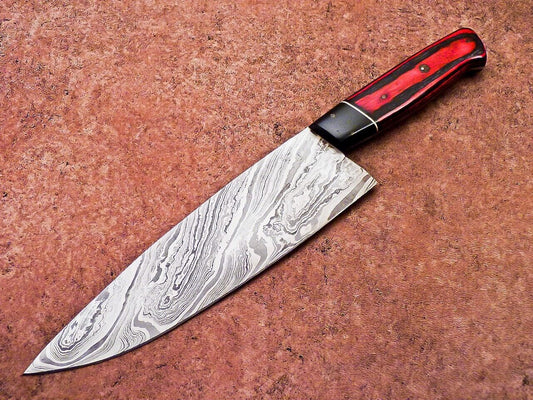 13" Professional Chef Knife | Handmade Damascus Blade Kitchen Knife with Wood Handle