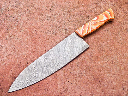 13" Professional Chef Knife | Handmade Damascus Steel Blade with Resin Handle