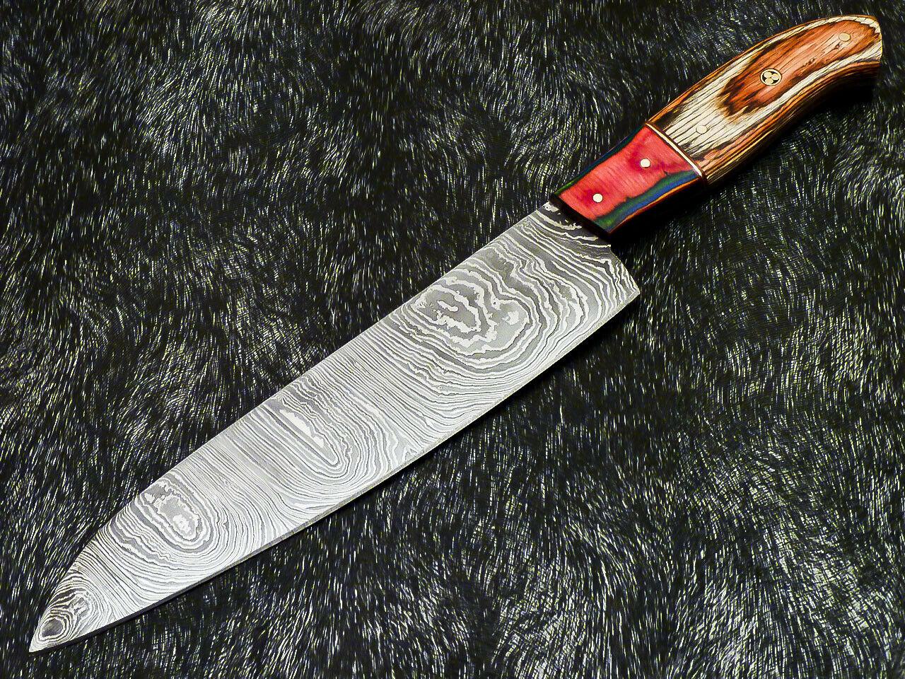 13" Professional Damascus Steel Chef Knife Handmade Kitchen Knife with Wood Handle
