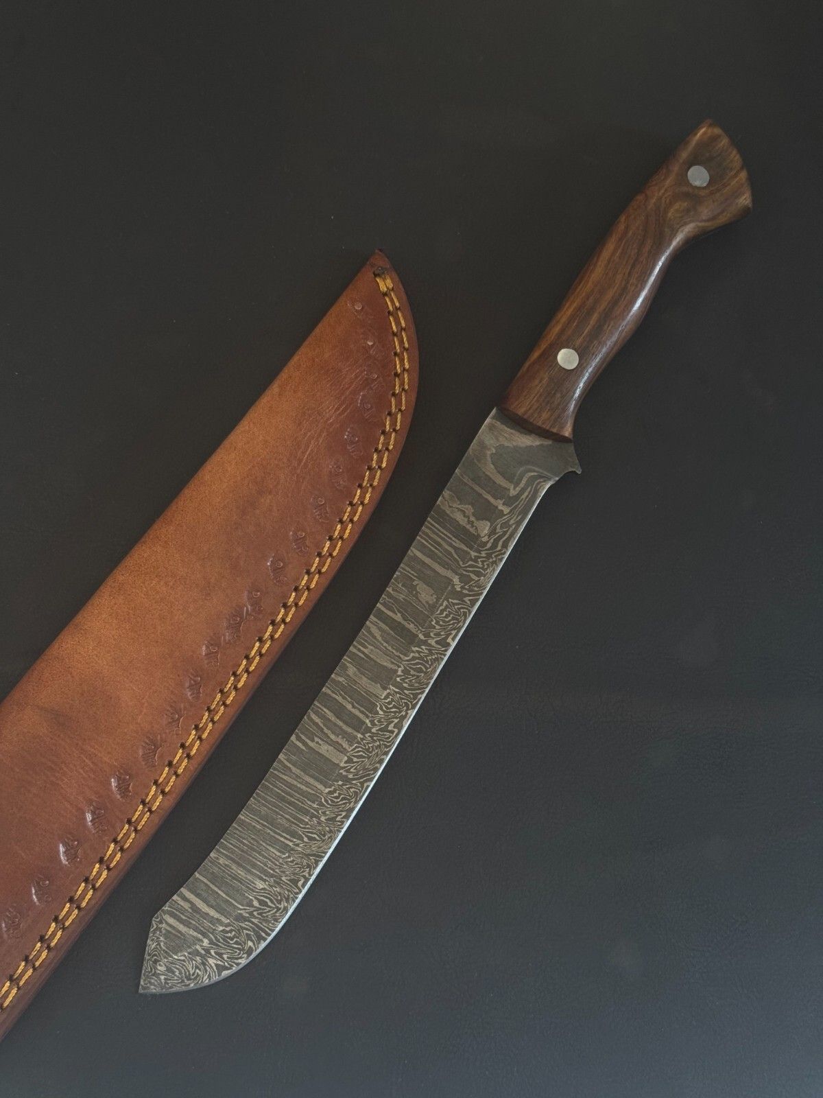 13" Professional Damascus Steel Kitchen Fillet Knife Rosewood Handle W/Sheath