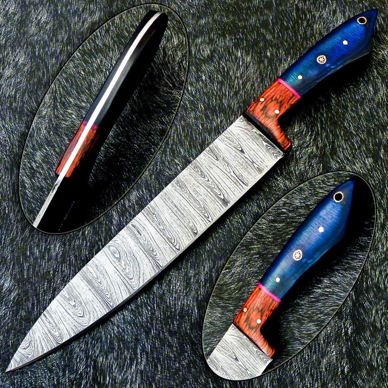 13" Professional Handmade Damascus Chef Knife – Hardwood Handle, 8" Blade
